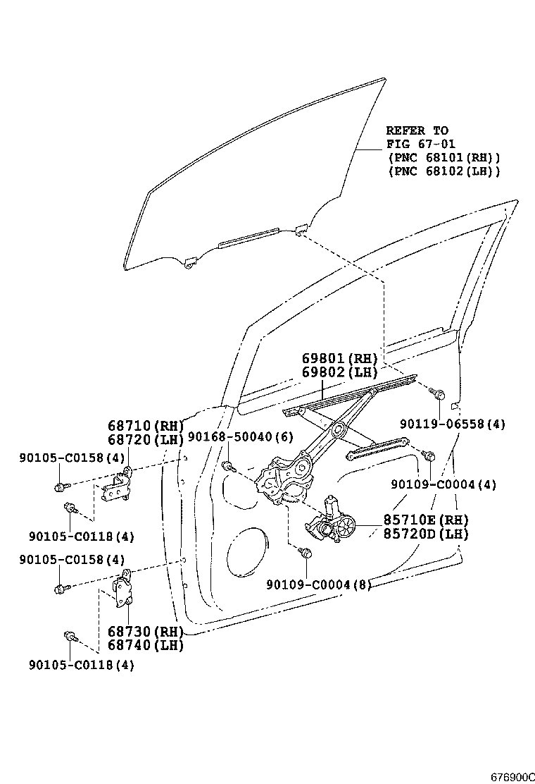 69801-0F030 REGULATOR SUB-ASSY, FRONT DOOR WINDOW, RH product image