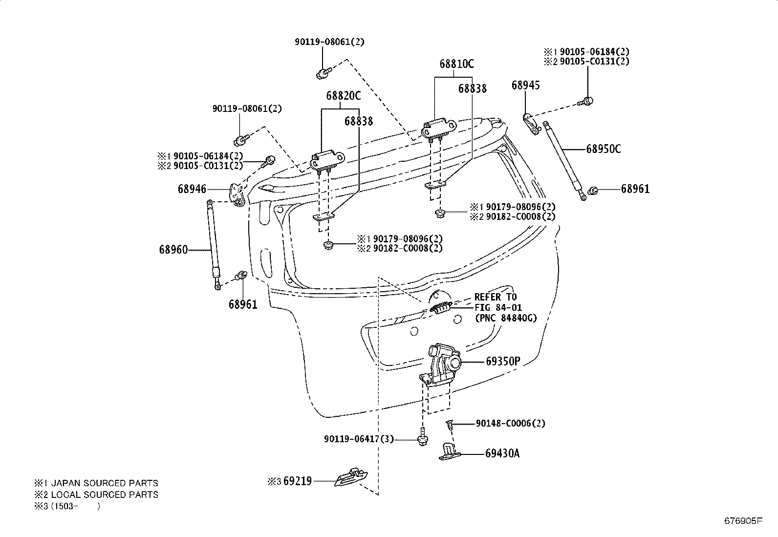 68945-0F030 BRACKET, BACK DOOR DAMPER STAY, UPPER RH product image