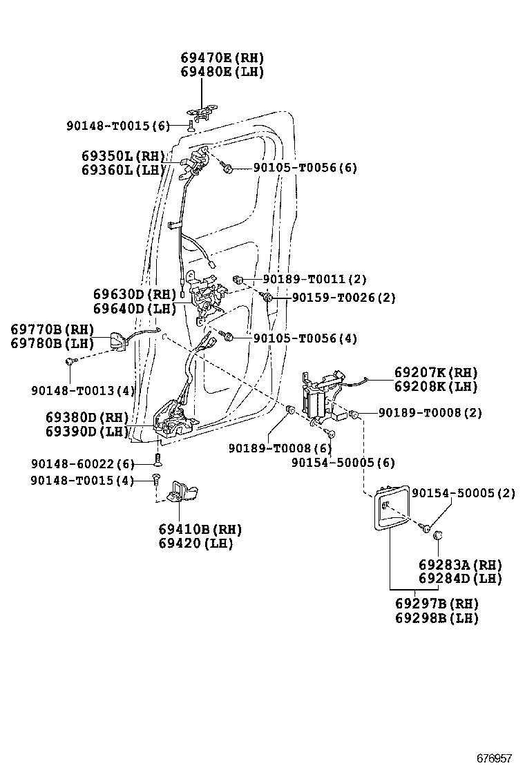 69207-0K010-B2 HANDLE SUB-ASSY, ACCESS PANEL INSIDE, RH product image
