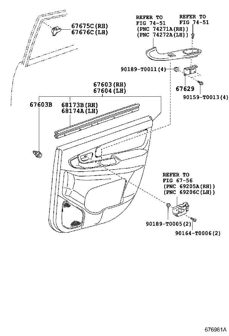 67640-0K080-B3 BOARD SUB-ASSY, REAR DOOR TRIM, LH product image