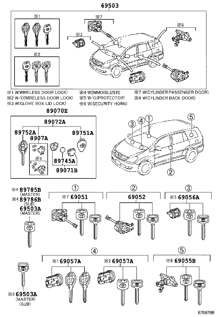 69005-0K810 CYLINDER SET, LOCK product image