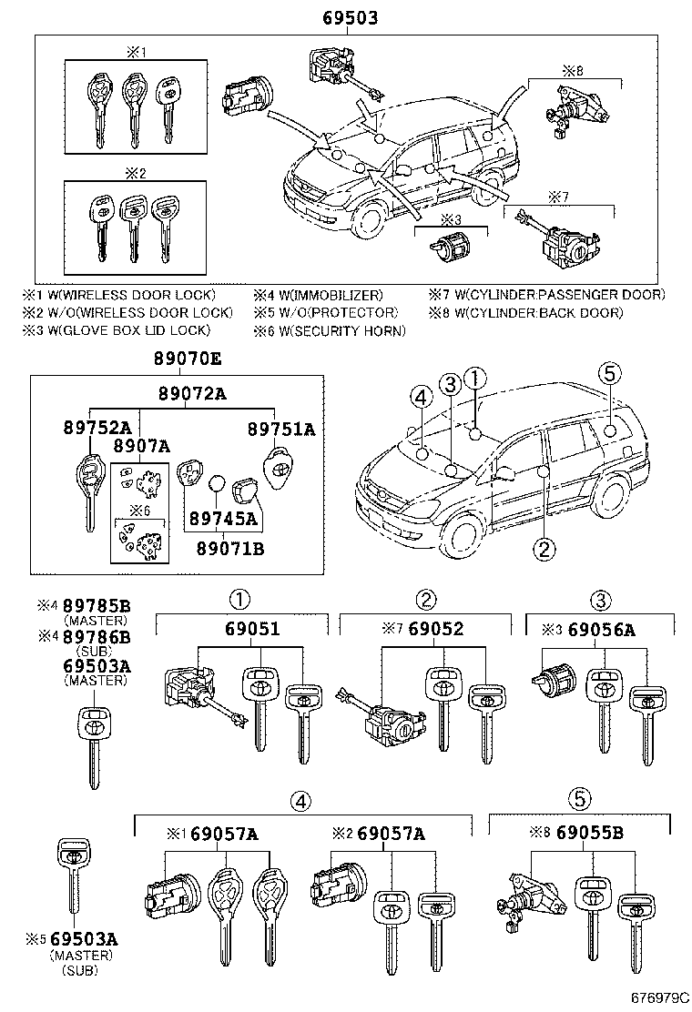 69005-0K810 CYLINDER SET, LOCK product image