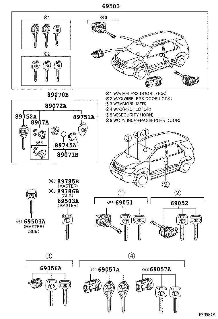 69005-0K460 CYLINDER SET, LOCK product image