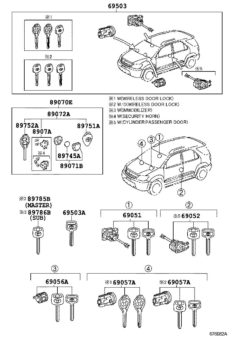 69005-0K460 CYLINDER SET, LOCK product image