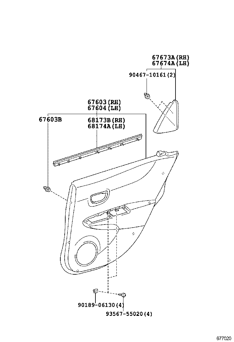67004-0D210 PANEL SUB-ASSY, REAR DOOR, LH product image