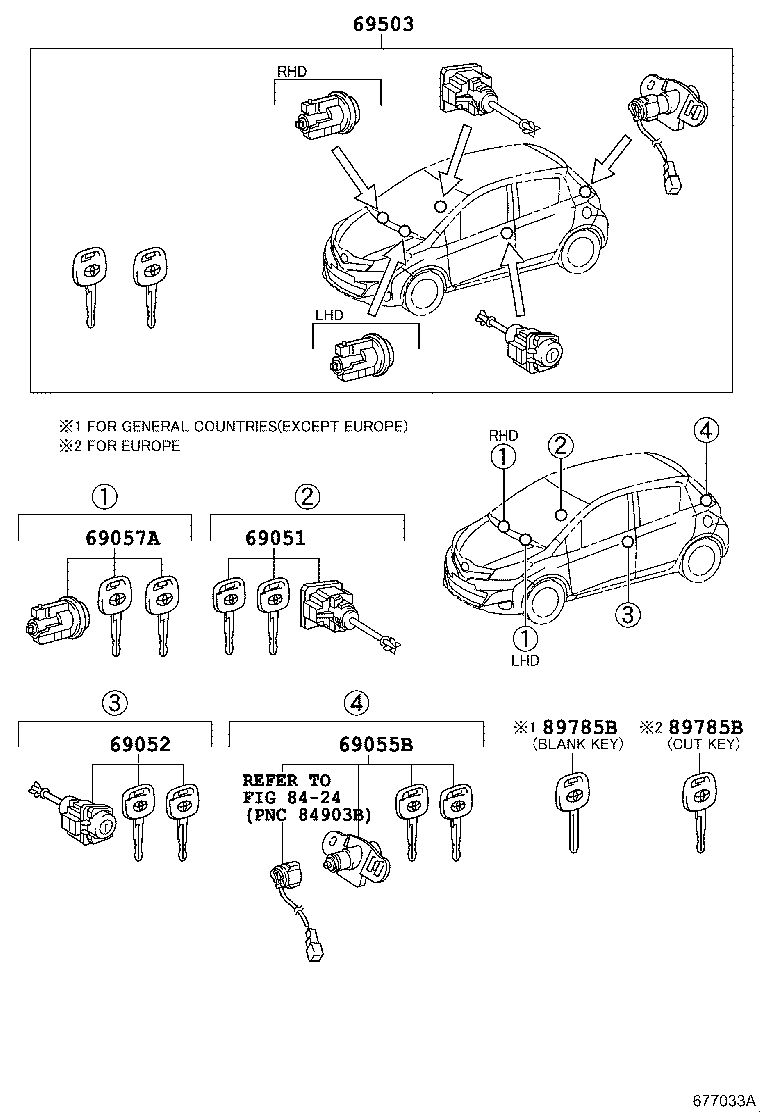 69005-0D480 CYLINDER SET, LOCK product image