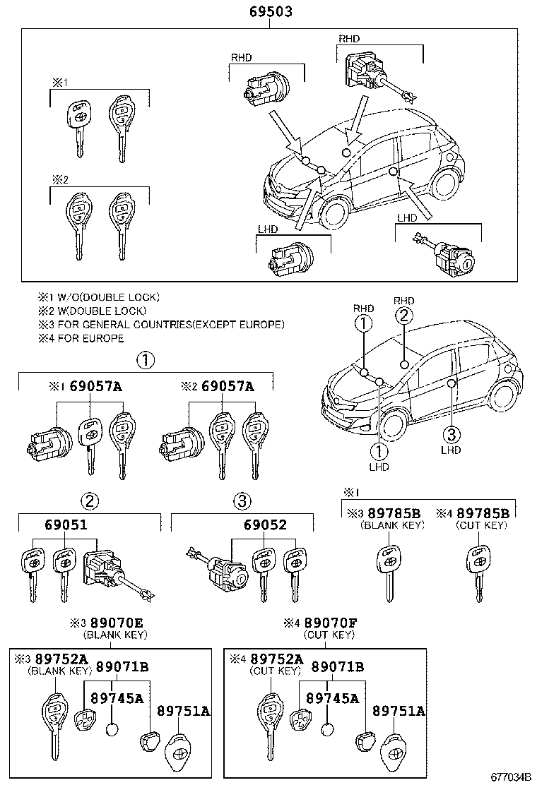 69005-0D480 CYLINDER SET, LOCK product image