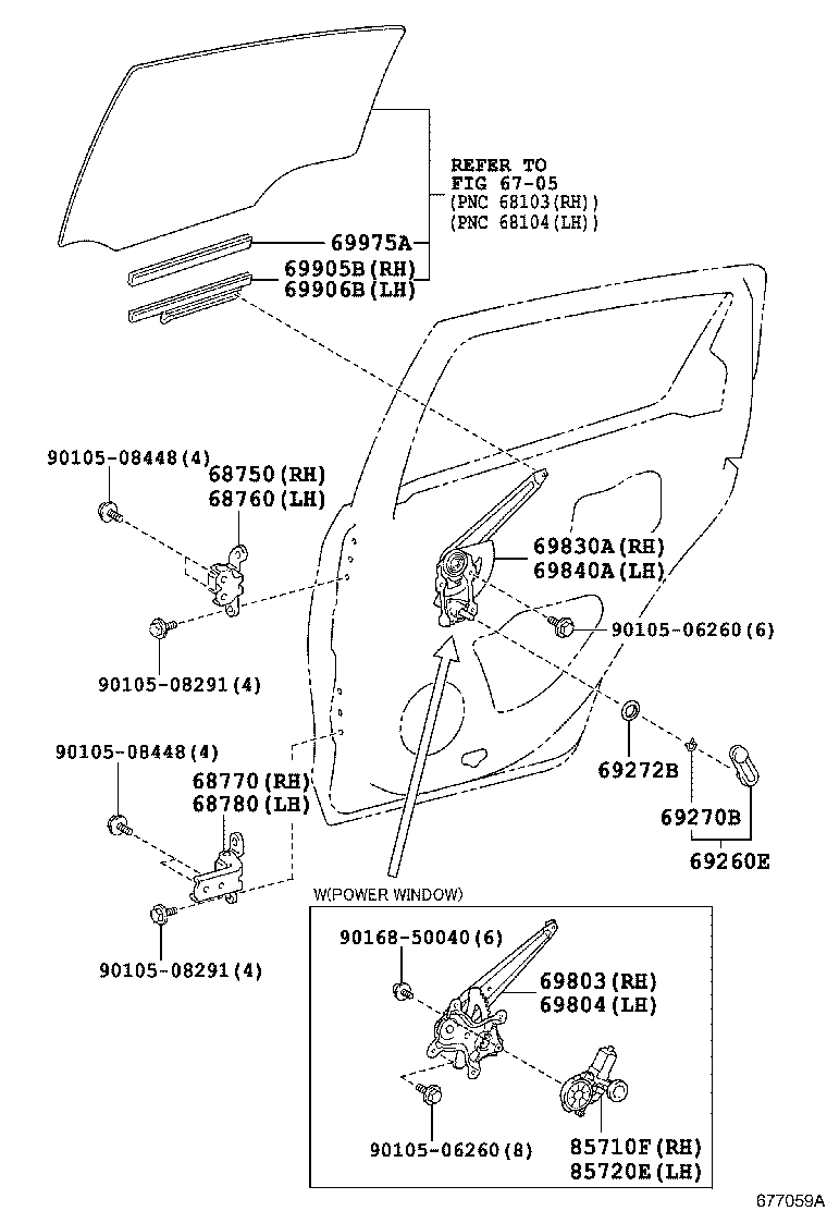 Toyota 69803-52090 REGULATOR SUB-ASSY, REAR DOOR WINDOW, RH