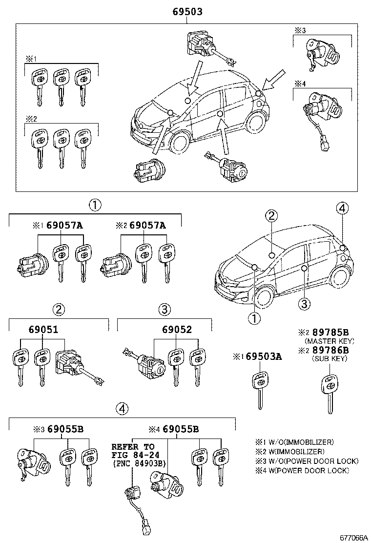 Toyota 69005-52L20 CYLINDER SET, LOCK