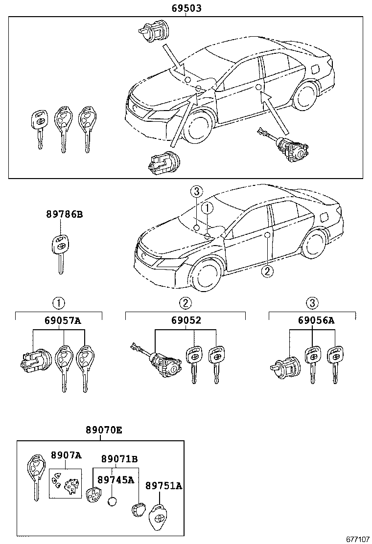 69005-06230 CYLINDER SET, LOCK product image