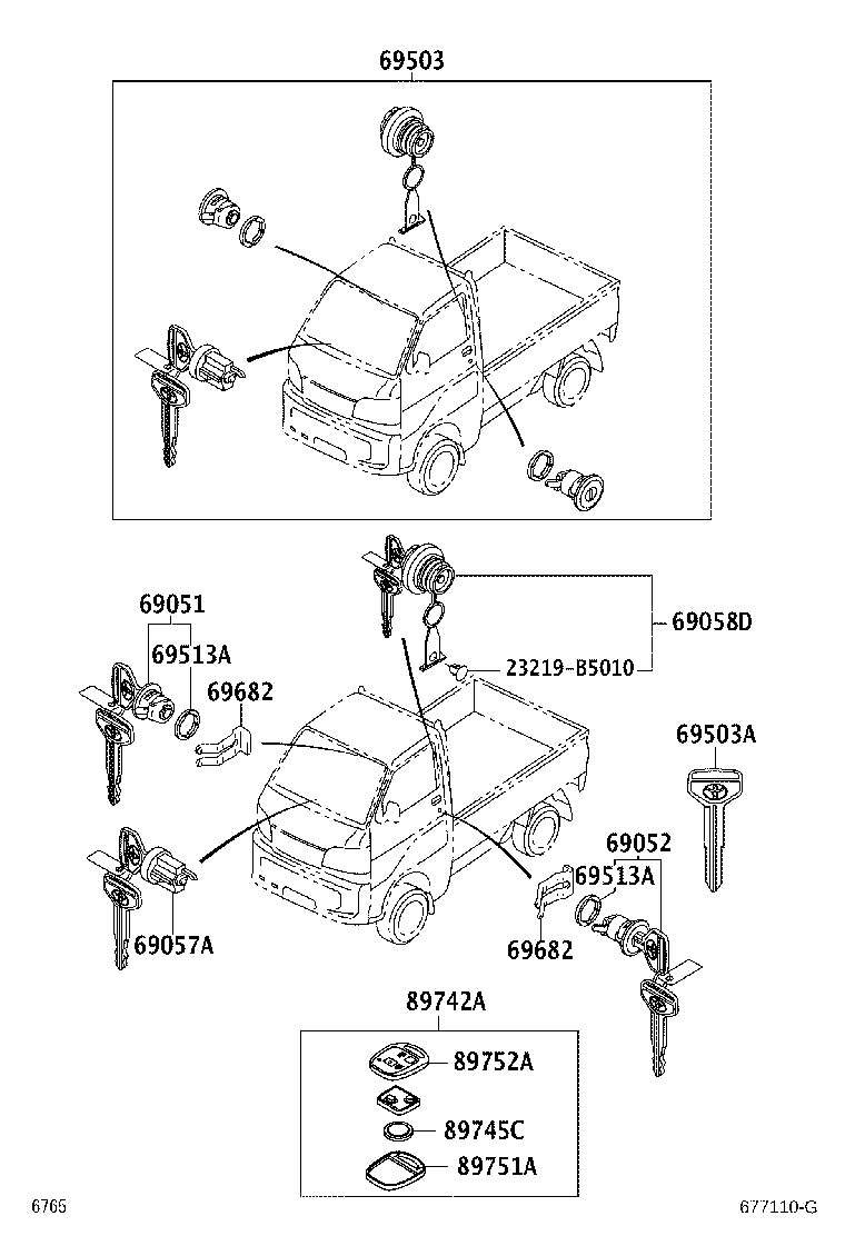 69052-B5080 CYLINDER & KEY SET, DOOR LOCK, LH product image