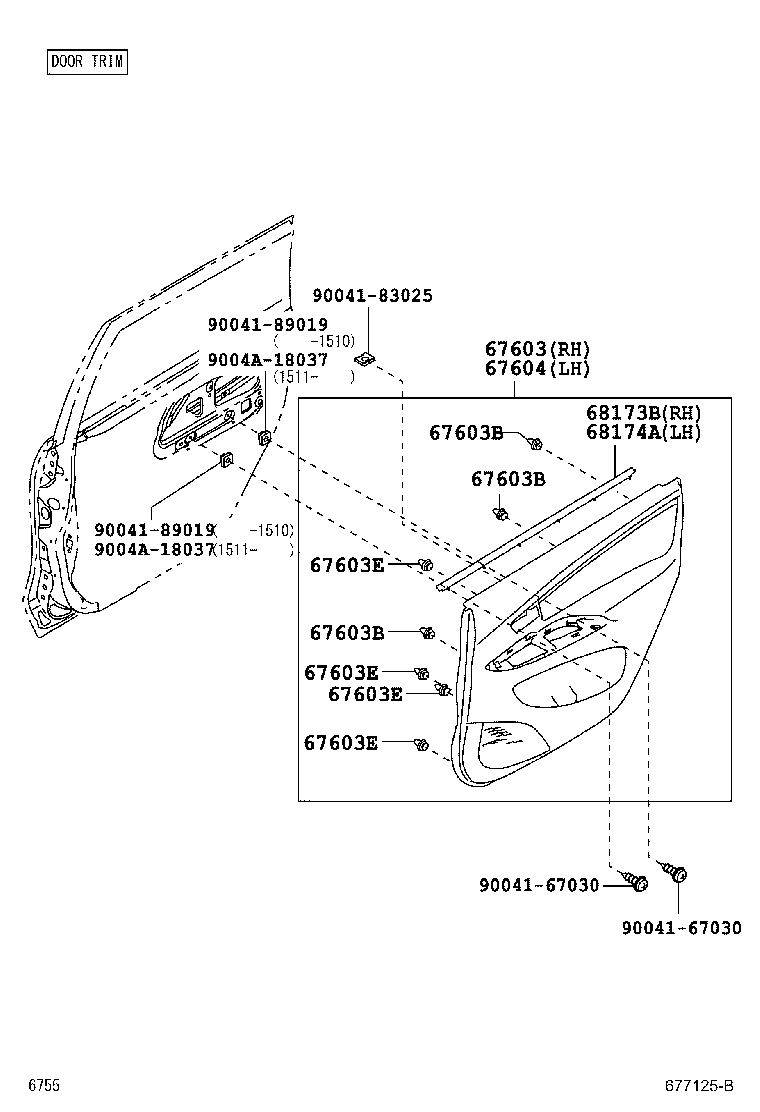 Toyota 67004-BZ370 PANEL SUB-ASSY, REAR DOOR, LH