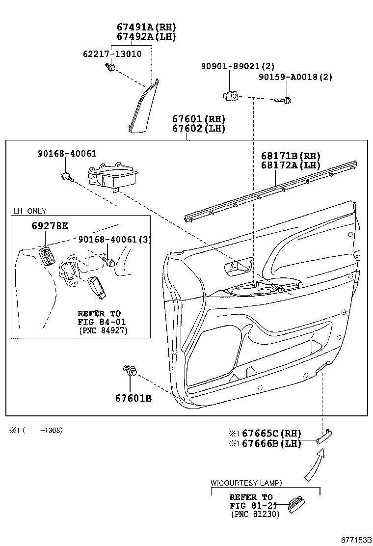 68101-08060 GLASS SUB-ASSY, FRONT DOOR, RH product image