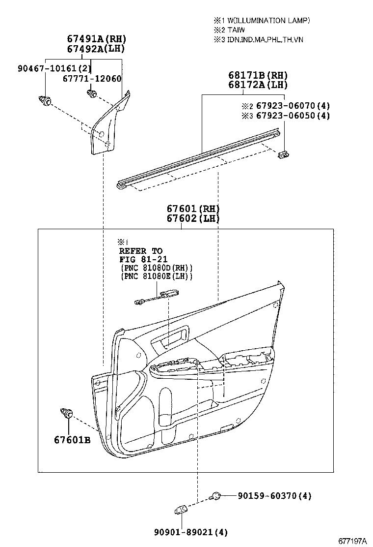 67401-06140 FRAME SUB-ASSY, FRONT DOOR, FRONT LOWER RH product image