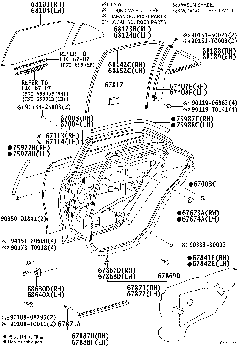 67004-06210 PANEL SUB-ASSY, REAR DOOR, LH product image