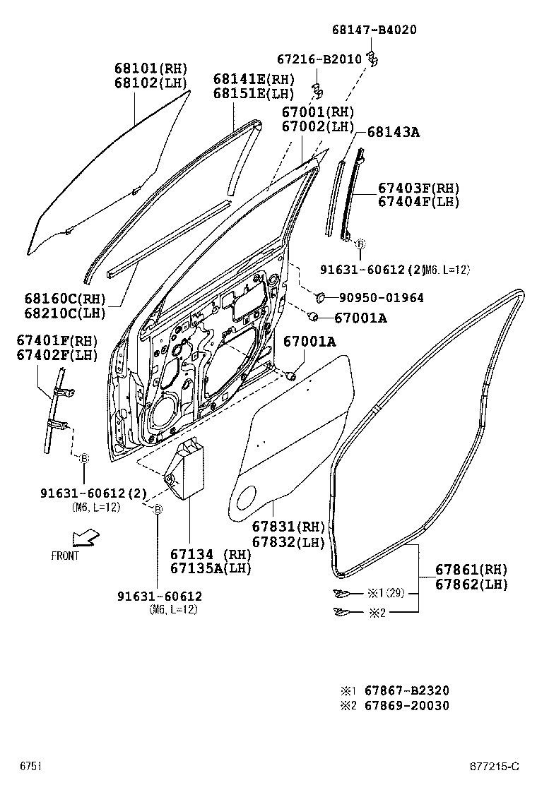67862-B4010 WEATHERSTRIP, FRONT DOOR, LH product image