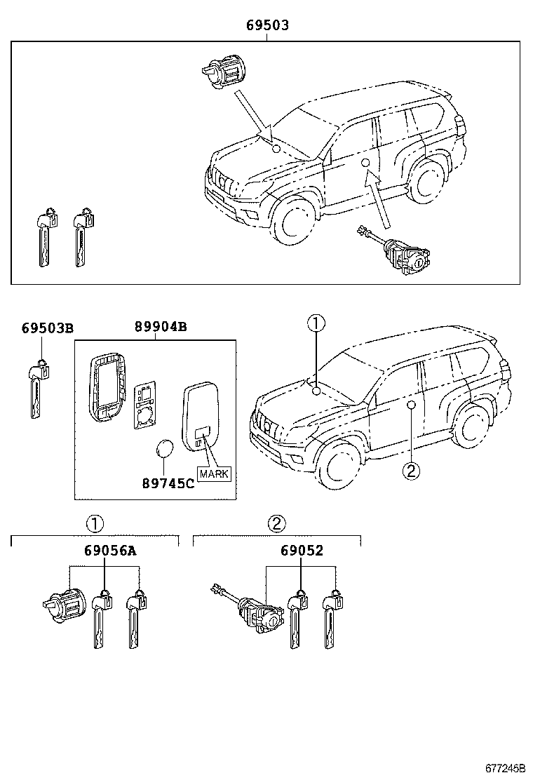 69005-0G010 CYLINDER SET, LOCK product image