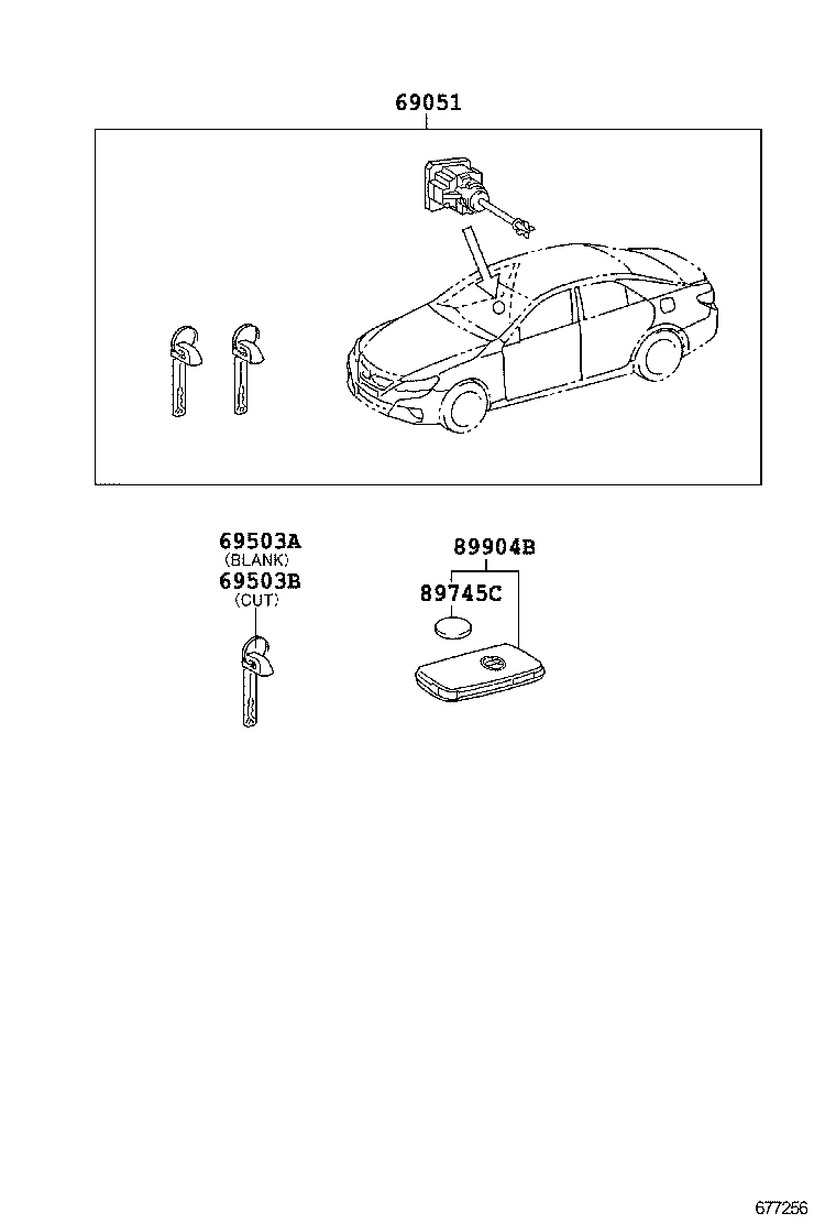 69005-22B20 CYLINDER & KEY SET, DOOR LOCK, RH product image