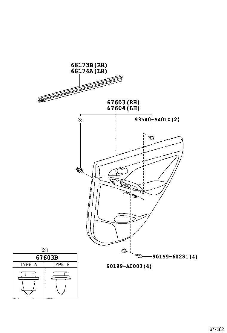 67488-02050 SEAL, REAR DOOR REAR GUIDE, LH product image