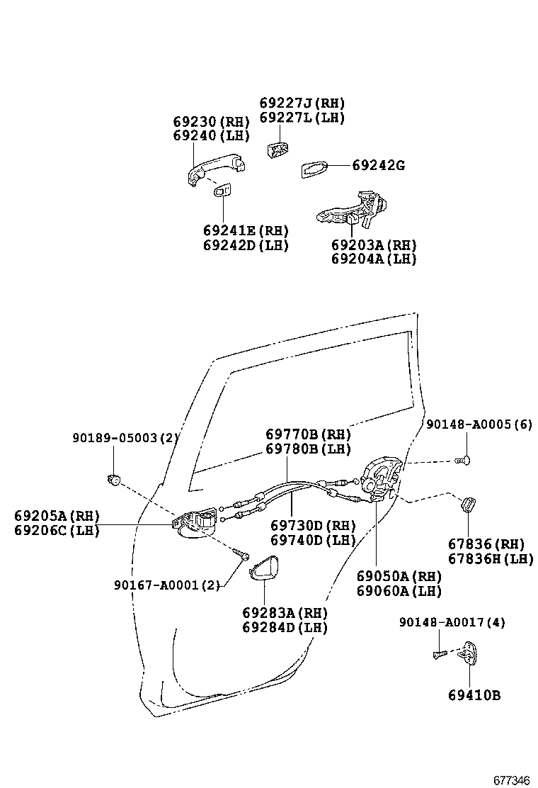 69229-AA011-R2 COVER, REAR DOOR OUTSIDE HANDLE, RH product image
