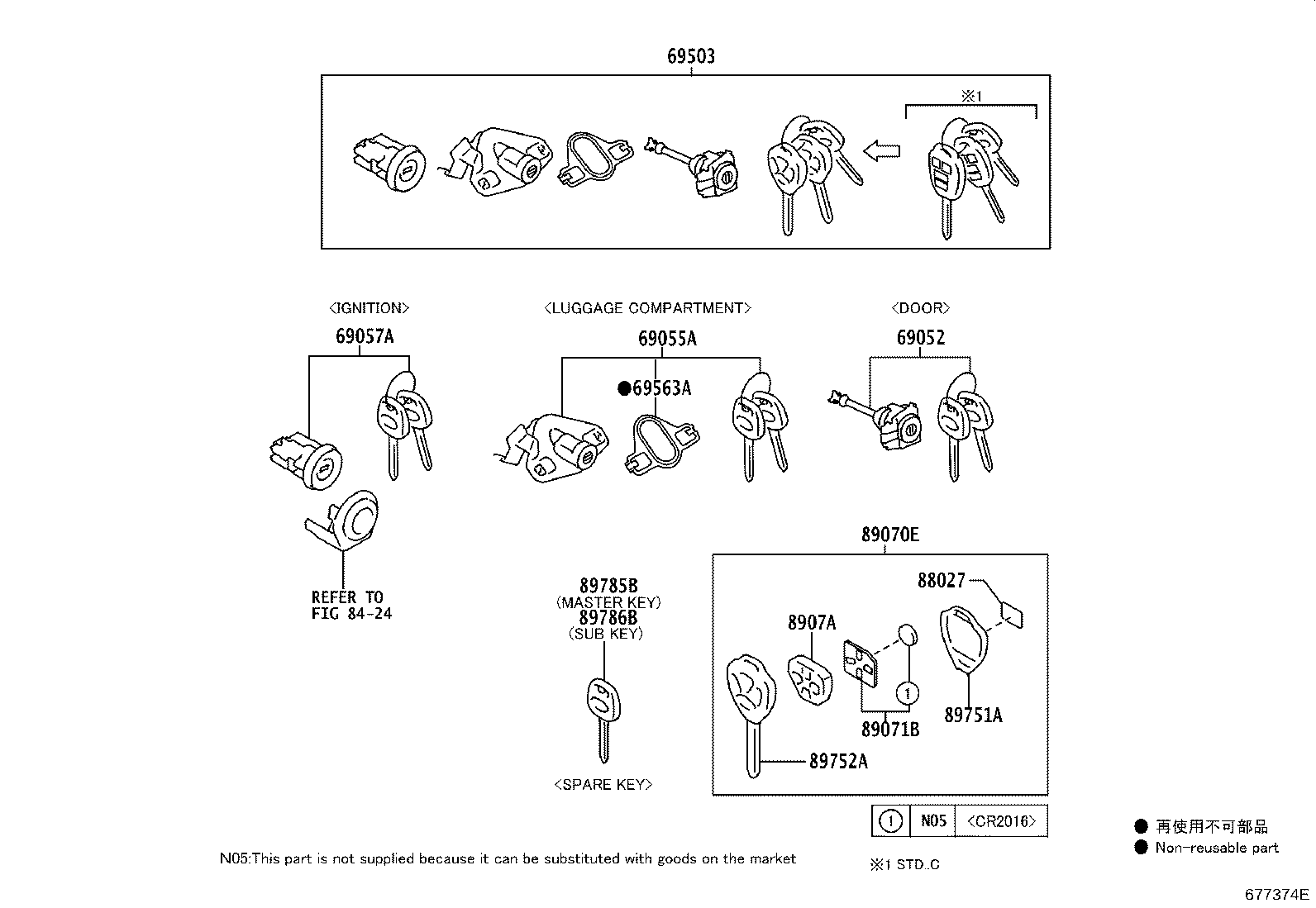 Toyota SU003-04608 CYLINDER SET, LOCK