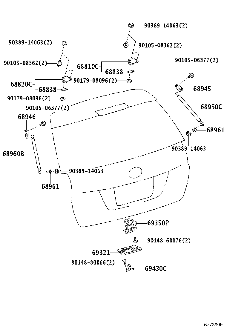 68960-13240 STAY ASSY, BACK DOOR, LH product image