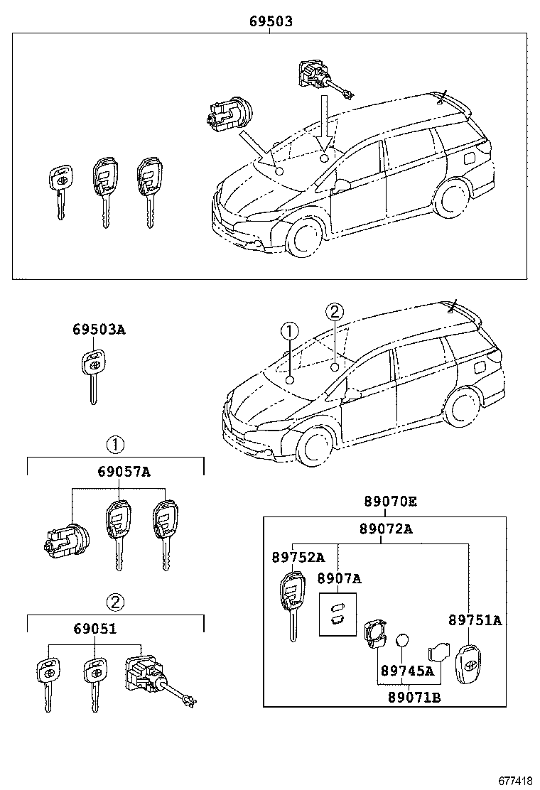 69005-68180 CYLINDER SET, LOCK product image