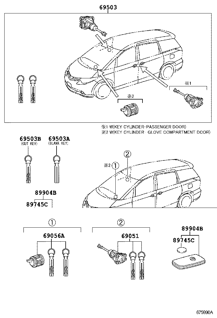 69005-28B50 CYLINDER SET, LOCK product image