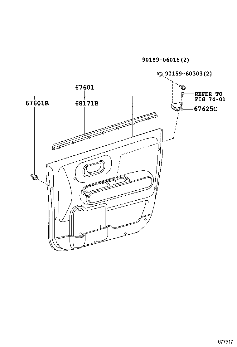67401-52170 FRAME SUB-ASSY, FRONT DOOR, FRONT LOWER RH product image