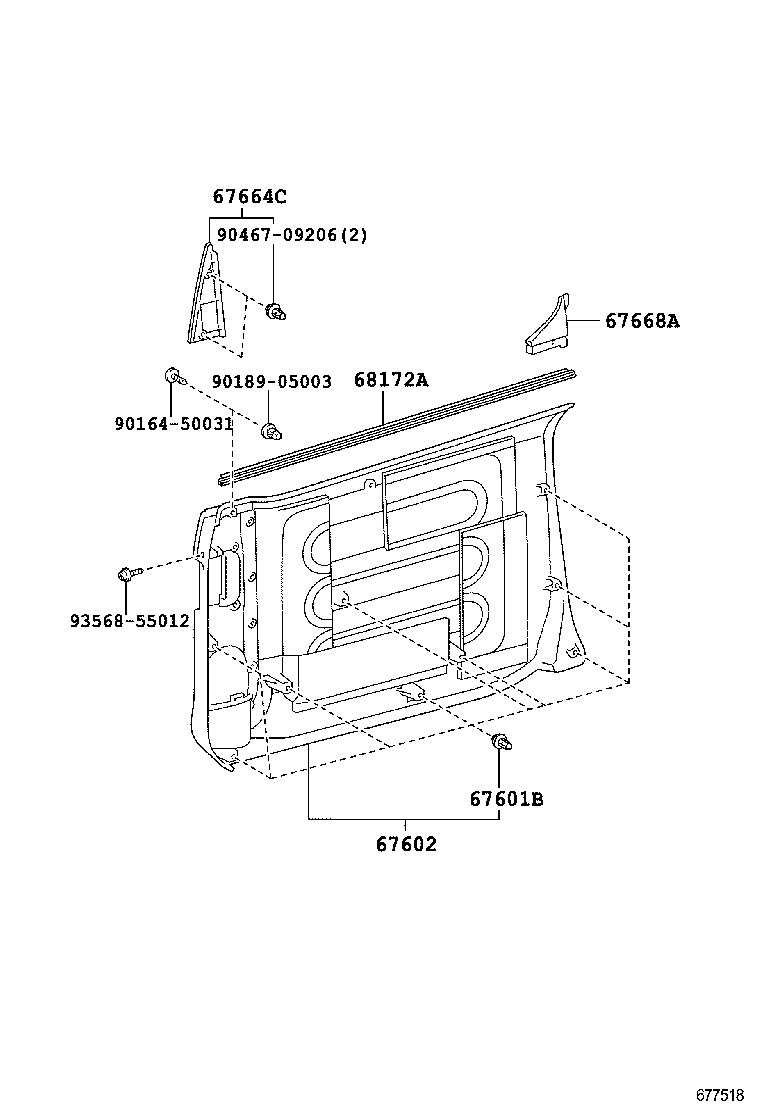67401-52170 FRAME SUB-ASSY, FRONT DOOR, FRONT LOWER RH product image