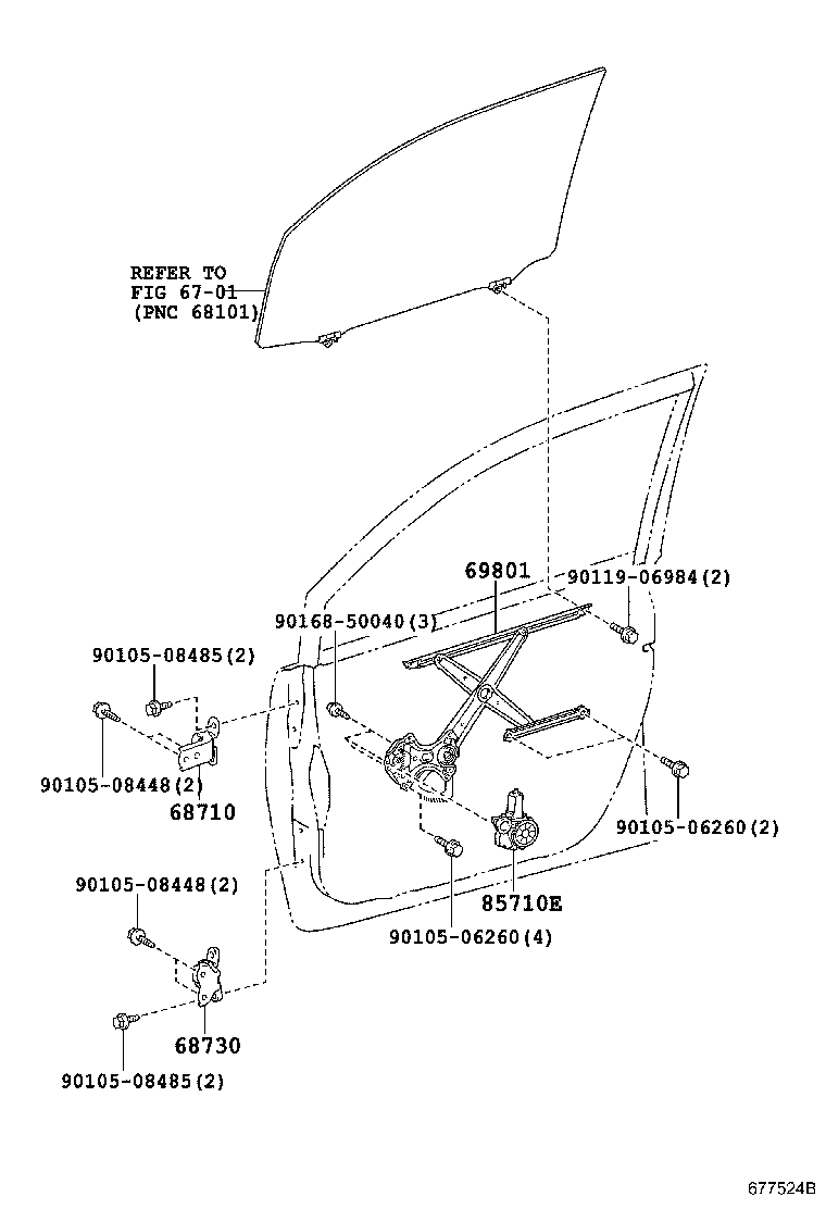 69801-52160 REGULATOR SUB-ASSY, FRONT DOOR WINDOW, RH product image