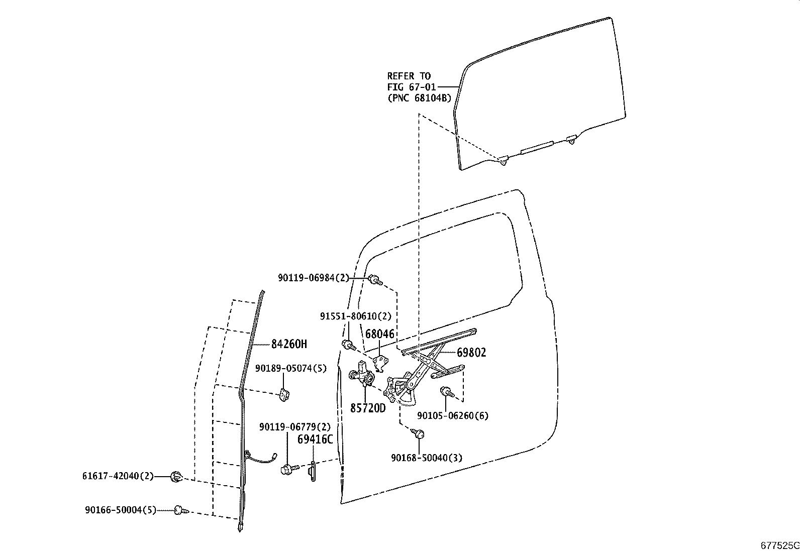 69801-52160 REGULATOR SUB-ASSY, FRONT DOOR WINDOW, RH product image