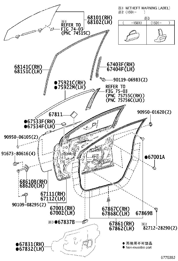 68101-12D40 GLASS SUB-ASSY, FRONT DOOR, RH product image