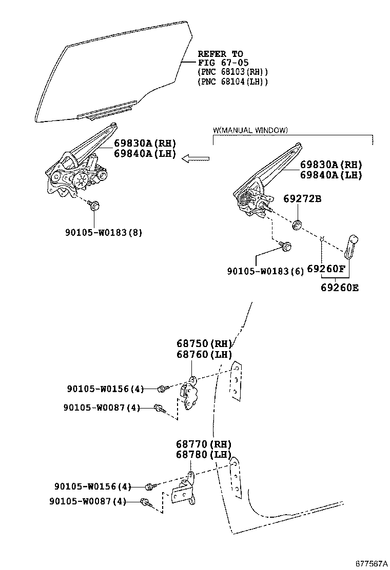69840-02430 REGULATOR ASSY, REAR DOOR WINDOW, LH product image