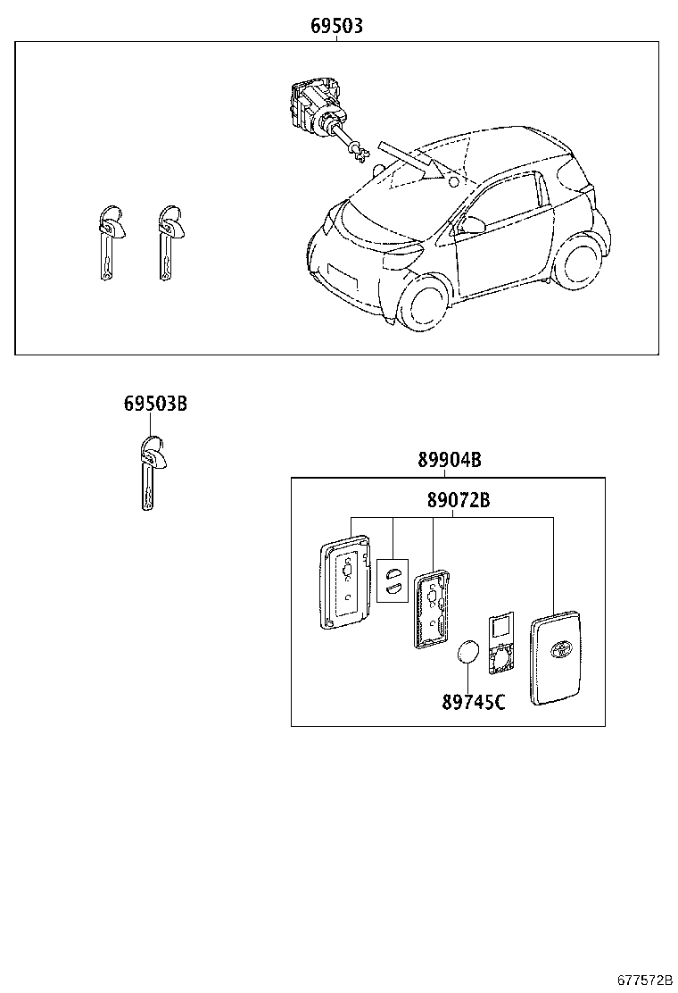 89072-47160 HOUSING SET, DOOR CONTROL TRANSMITTER (FOR SMART KEY) product image