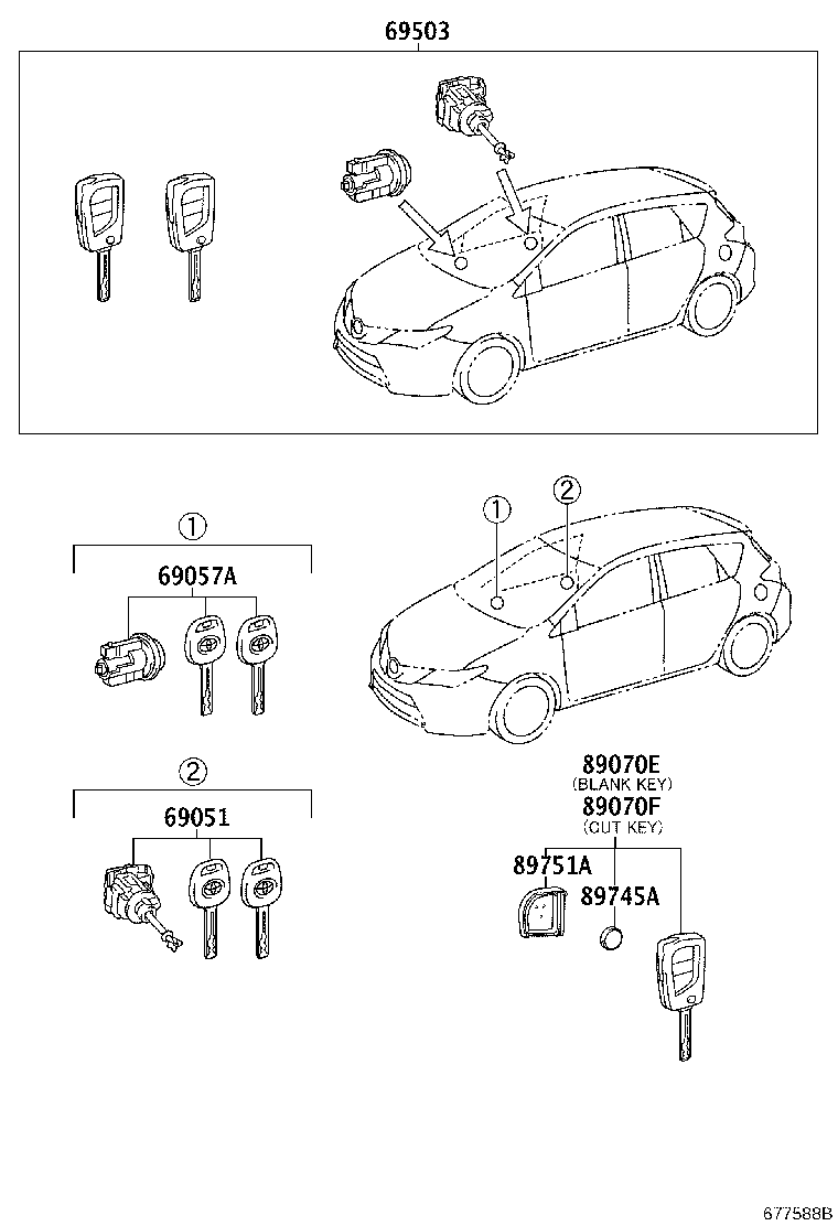 69005-02830 CYLINDER SET, LOCK product image