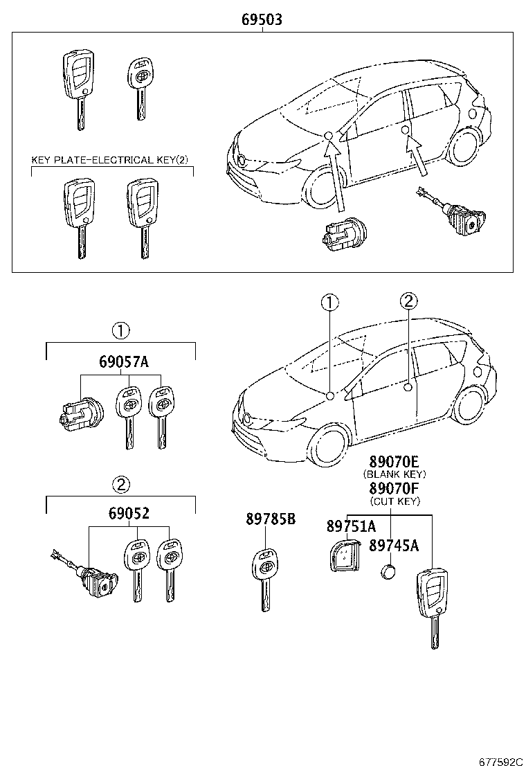 69005-02830 CYLINDER SET, LOCK product image