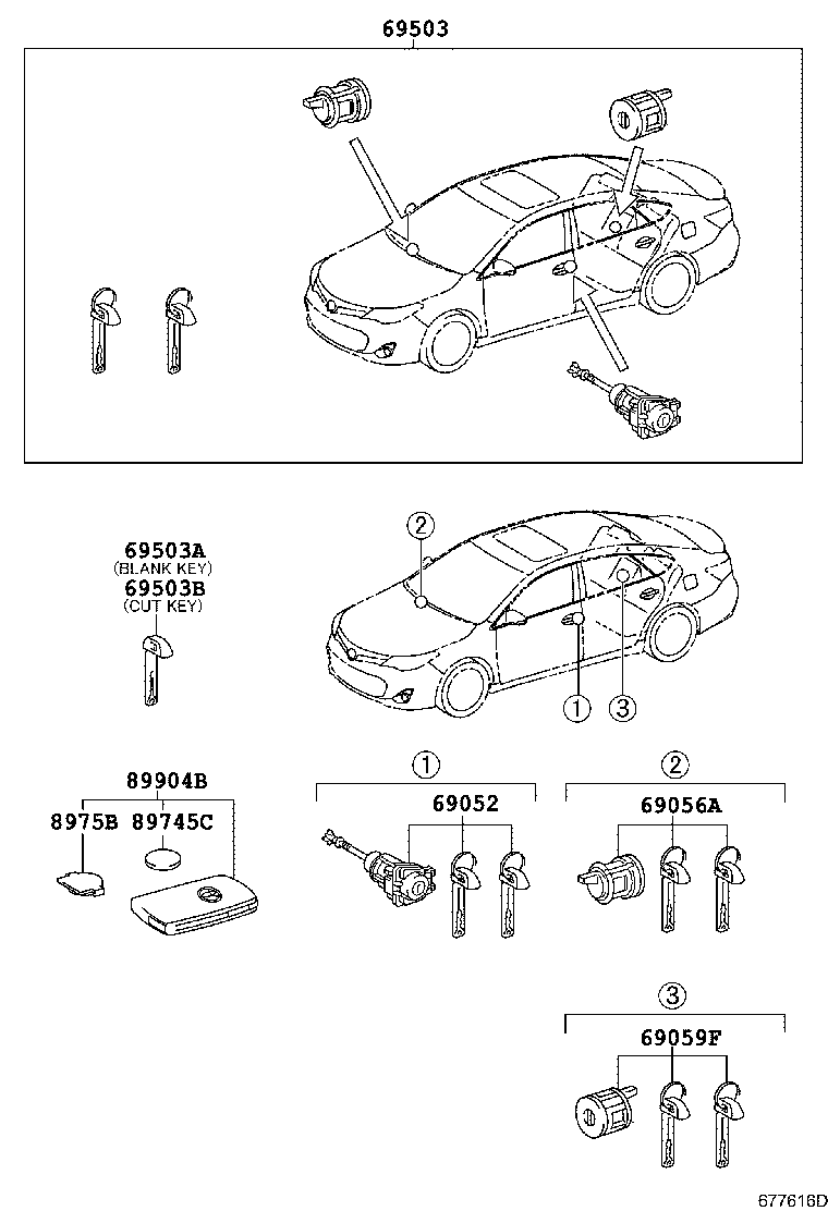 69005-07040 CYLINDER SET, LOCK product image