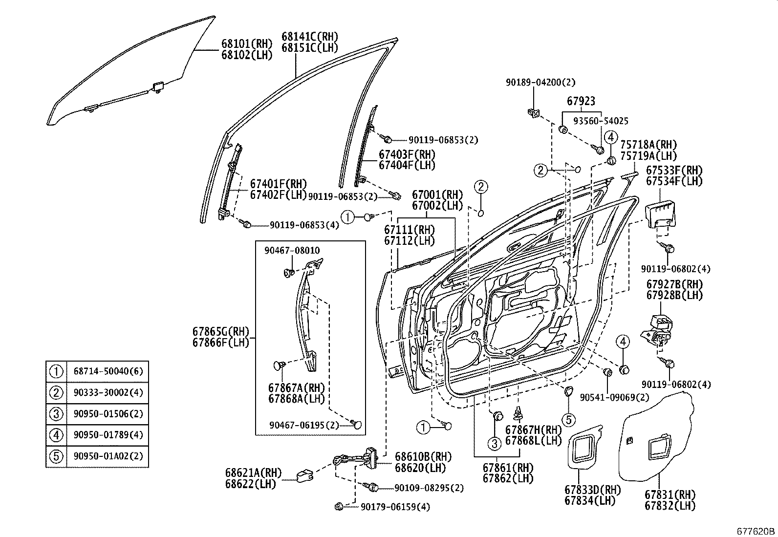 Toyota 67610-50B80-S6 BOARD SUB-ASSY, FRONT DOOR TRIM, RH