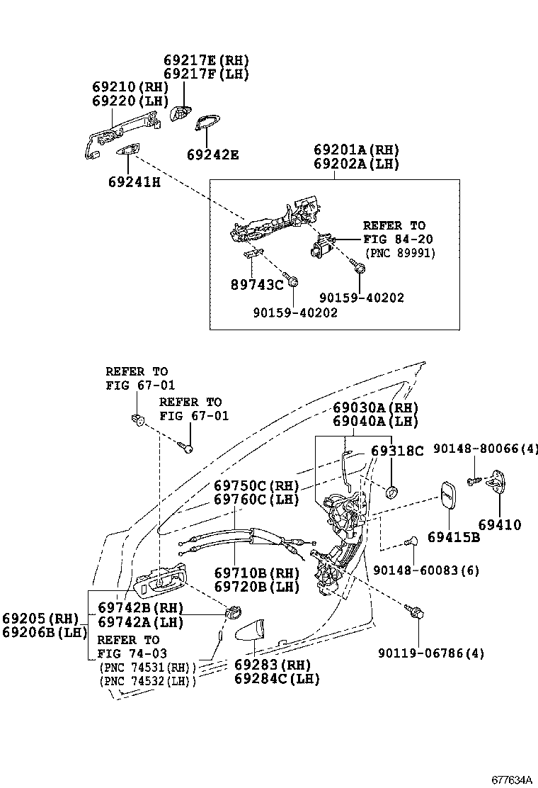 Toyota 69201-60040 FRAME SUB-ASSY, FRONT DOOR OUTSIDE HANDLE, RH