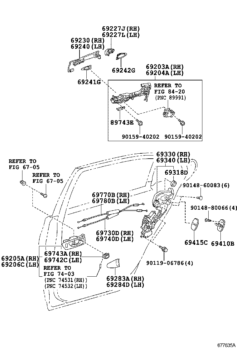 Toyota 69203-50050 FRAME SUB-ASSY, REAR DOOR OUTSIDE HANDLE, RH