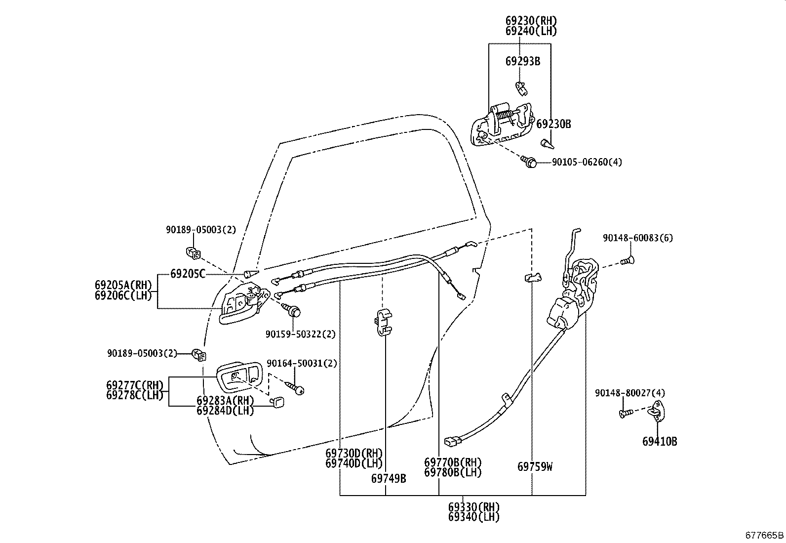 69230-30201 HANDLE ASSY, REAR DOOR OUTSIDE, RH product image