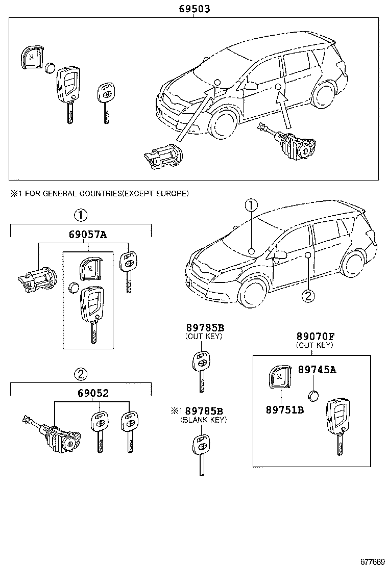 69005-0F130 CYLINDER SET, LOCK product image