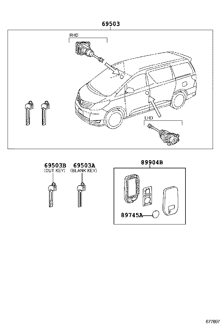 69005-58220 CYLINDER SET, LOCK product image
