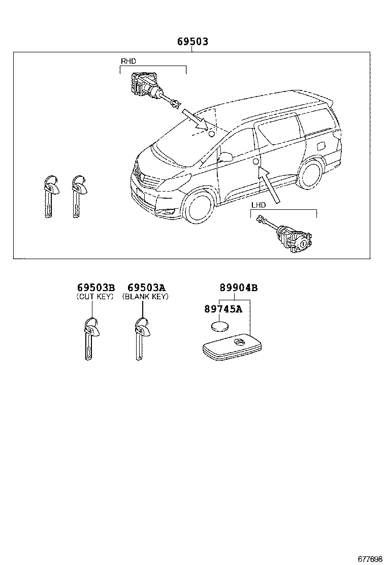 69005-58220 CYLINDER SET, LOCK product image