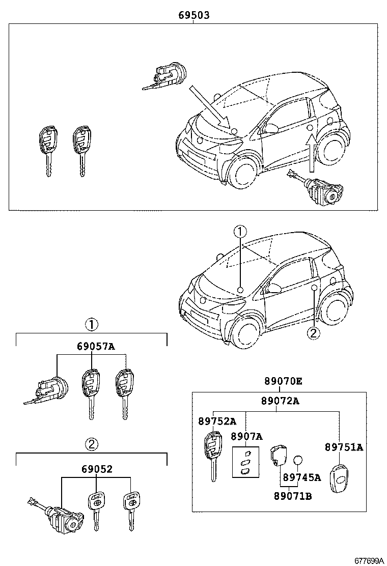 69005-74130 CYLINDER SET, LOCK product image