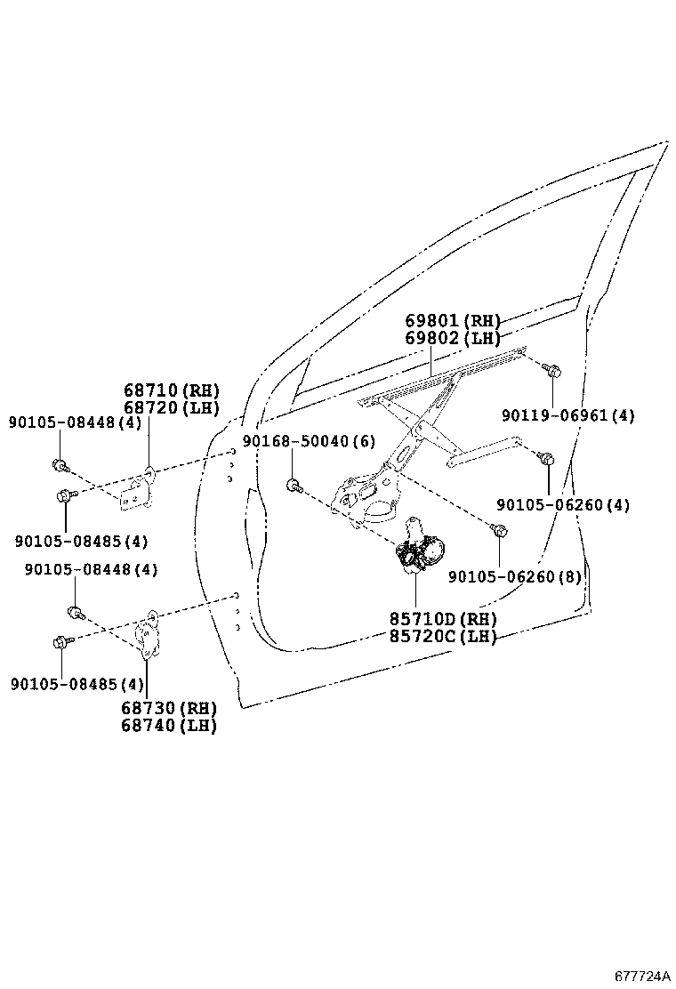Toyota 85720-42120 MOTOR ASSY, POWER WINDOW REGULATOR, LH