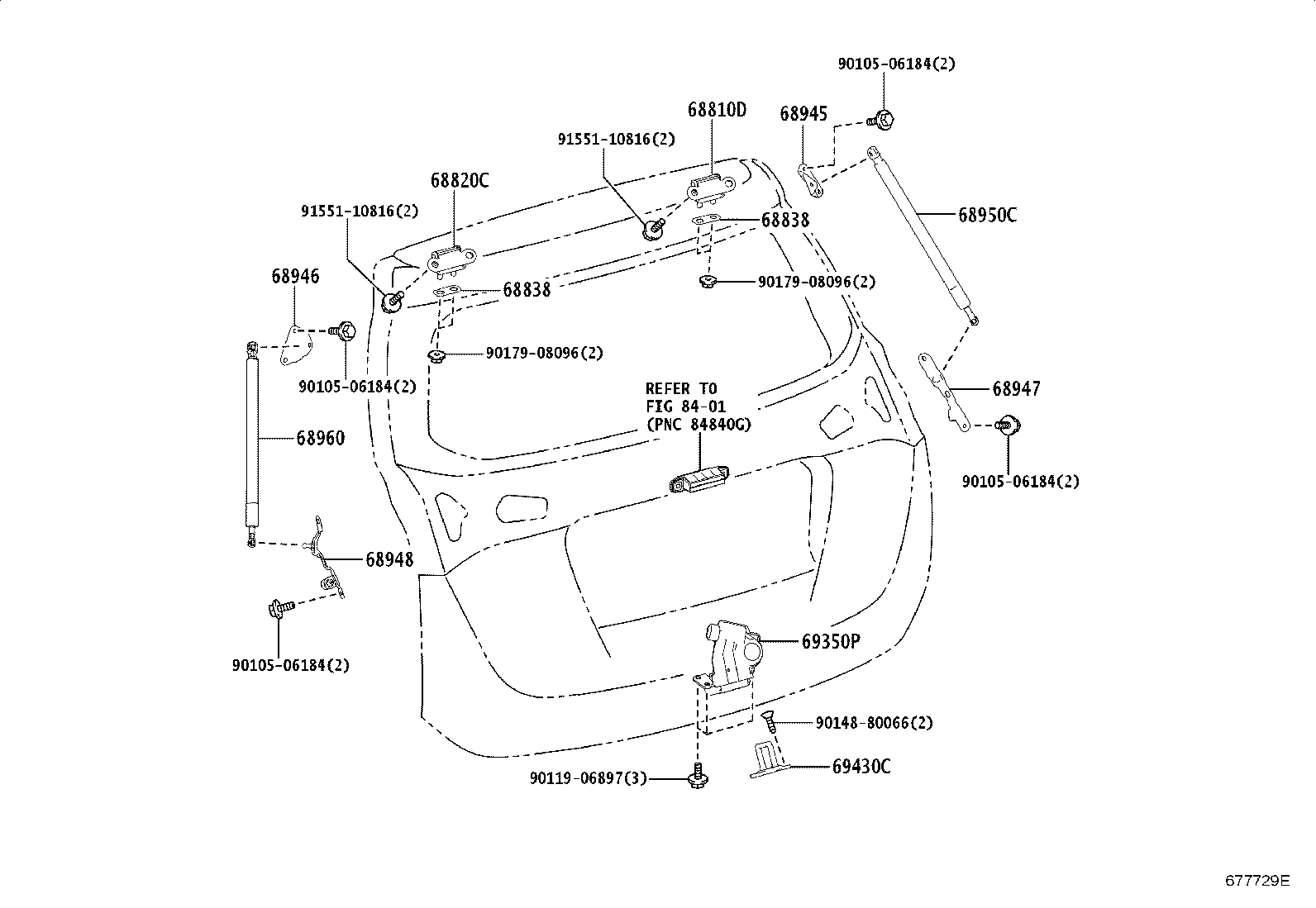 Toyota 68810-42070 HINGE ASSY, BACK DOOR, RH