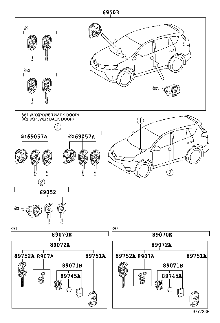 Toyota 69005-42570 CYLINDER SET, LOCK