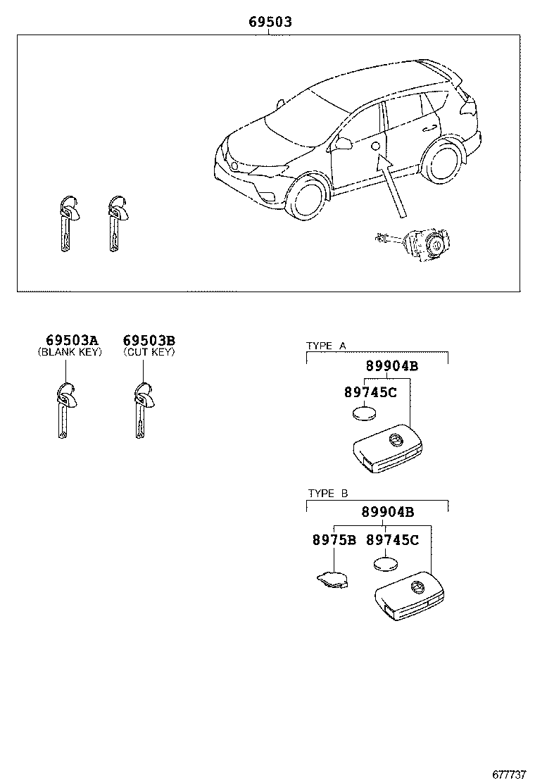 69005-42560 CYLINDER SET, LOCK product image